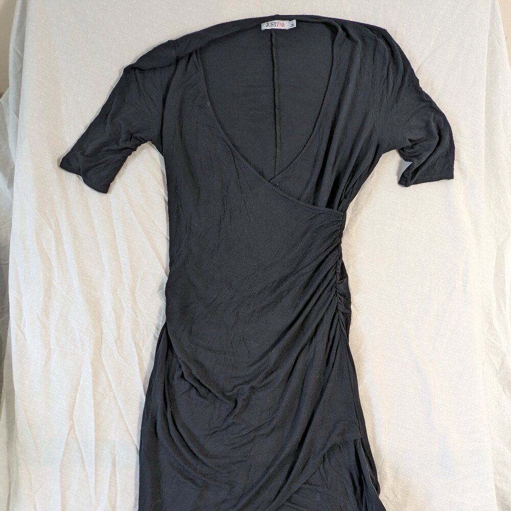 JUSTFAB BLACK DRESS SIZE LARGE WOMEN'S FASHION WEAR LONG STYLE PULL OVER